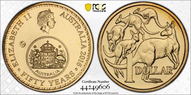 2016-C $1 50 Yrs Decimal Currency Canberra Counterstamp MS67
