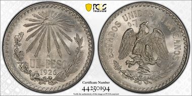 1926-M Peso KM-455  Ag MS66
