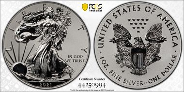 2021-W $1 Silver Eagle Rev PR - Type 1 Designer Edition - First Strike PR69