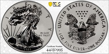 2021-W $1 Silver Eagle Rev PR - Type 1 Designer Edition - First Strike PR69