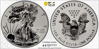 2021-W $1 Silver Eagle Rev PR - Type 1 Designer Edition - First Strike PR70