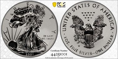 2021-W $1 Silver Eagle Rev PR - Type 1 Designer Edition - First Strike PR70