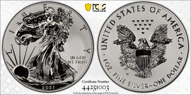 2021-W $1 Silver Eagle Rev PR - Type 1 Designer Edition - First Strike PR69