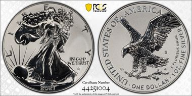 2021-S $1 Silver Eagle Rev PR - Type 2 Designer Edition - First Strike PR70