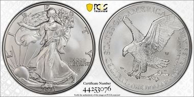 2021-W $1 Burnished Silver Eagle-Type 2 SP70