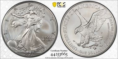 2021-W $1 Burnished Silver Eagle-Type 2 SP70
