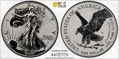 2021-S $1 Silver Eagle Rev PR - Type 2 Designer Edition - First Strike PR70