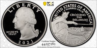 2021-S 25C Crossing the Delaware-Silver Limited Edition Proof Set - First Strike PR70DCAM