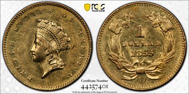 1855-O G$1 MS60