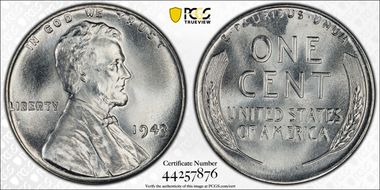 1943 1C MS67+