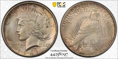 1921 $1 High Relief, Peace N1