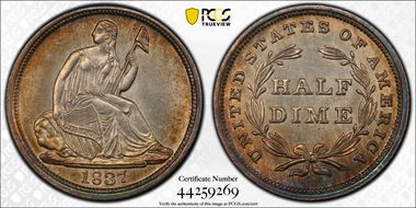 1837 H10C Seated, Large Date MS63