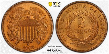 1868 2C MS66+ RD