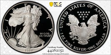1992-S $1 Silver Eagle PR69DCAM