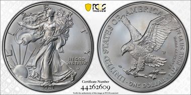 2021-W $1 Burnished Silver Eagle-Type 2 SP70