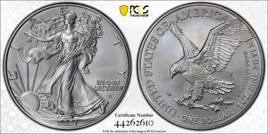 2021-W $1 Burnished Silver Eagle-Type 2 SP70