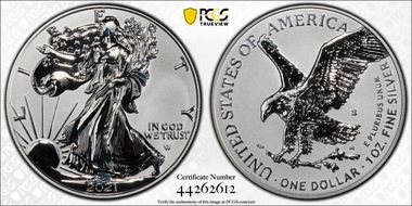 2021-S $1 Silver Eagle Rev PR - Type 2 Designer Edition PR70