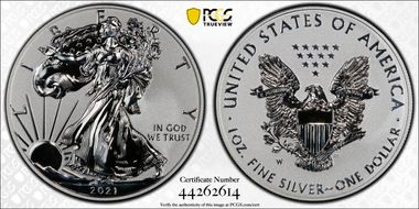 2021-W $1 Silver Eagle Rev PR - Type 1 Designer Edition PR70