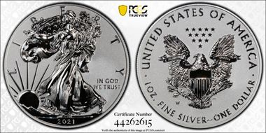 2021-W $1 Silver Eagle Rev PR - Type 1 Designer Edition PR70