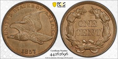 1857 1C Flying Eagle MS64