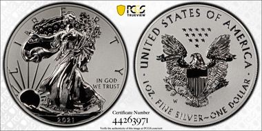 2021-W $1 Silver Eagle Rev PR - Type 1 Designer Edition - First Strike PR70