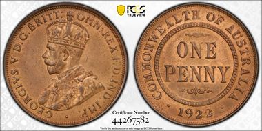 1922 (p) 1D Indian Obverse MS64RB