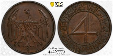 1932-D 4 Rcpfg J-315 AU58BN