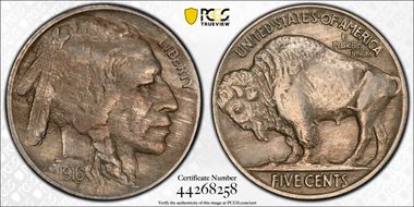 1916 5C Doubled Die Obverse AU50