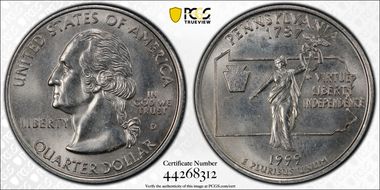 1999-D 25C Pennsylvania MS63