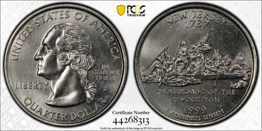 1999-D 25C New Jersey MS64