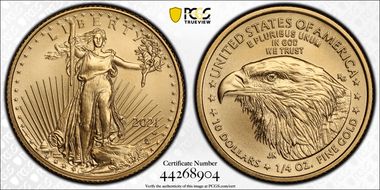 2021-W $10 Gold Eagle - Type 2 Unfinished Proof Dies MS70