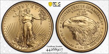 2021-W $10 Gold Eagle - Type 2 Unfinished Proof Dies MS70