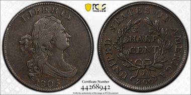 1805 1/2C Large 5, Stems XF45BN