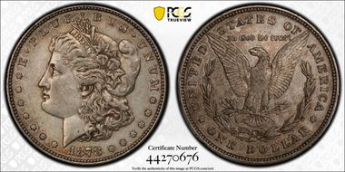 1878 8TF $1 VAM 9, First Die Pair XF45