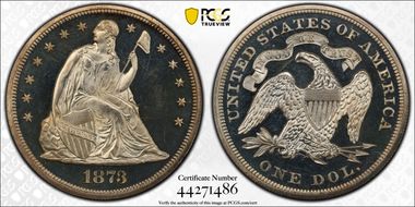 1873 $1 Seated PR64CAM