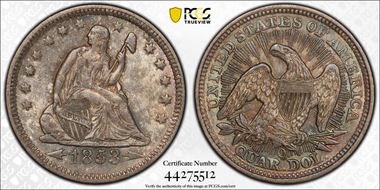 1853-O 25C Arrows and Rays MS63
