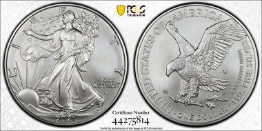2021-W $1 Burnished Silver Eagle-Type 2 SP70
