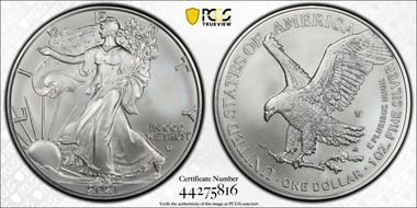 2021-W $1 Burnished Silver Eagle-Type 2 SP69
