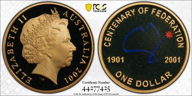 2001 $1 Centenary-Colorized PR69DCAM