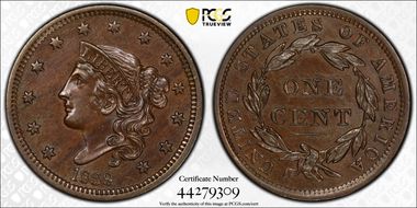 1838 1C Newcomb 9 AU58BN