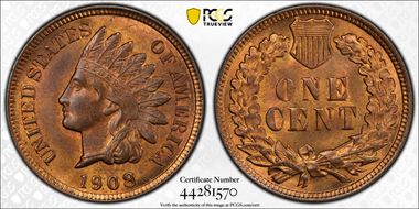 1908 1C MS65RB