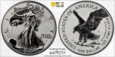 2021-S $1 Silver Eagle Rev PR - Type 2 Designer Edition - First Strike PR70