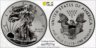 2021-W $1 Silver Eagle Rev PR - Type 1 Designer Edition - First Strike PR70
