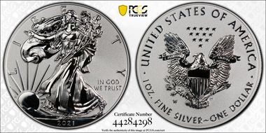2021-W $1 Silver Eagle Rev PR - Type 1 Designer Edition - First Strike PR70