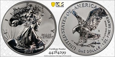 2021-S $1 Silver Eagle Rev PR - Type 2 Designer Edition - First Strike PR70