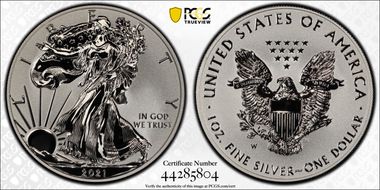2021-W $1 Silver Eagle Rev PR - Type 1 Designer Edition - First Strike PR69