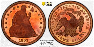 1863 $1 J-346 PR66RD
