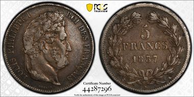 1837-A 5 Fr Gad-678 F.324 XF40