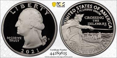 2021-S 25C Crossing the Delaware-Silver Limited Edition Proof Set - First Strike PR70DCAM