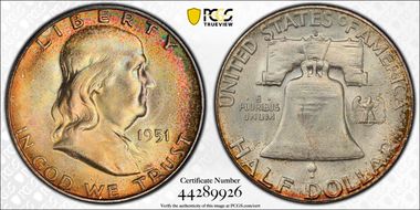 1951-S 50C MS67+ FBL